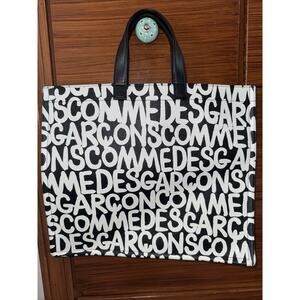 Comme Des Garçons Bag Black And White Logo Shopping Bag Clean Street Style
